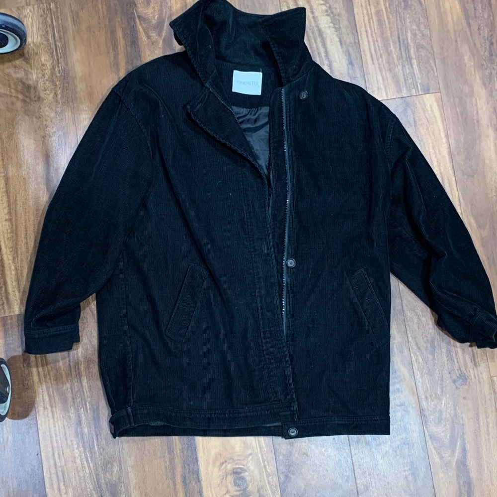 Medium Stylish Doncaster Men's Black Corduroy Long Jacket  Black Event Wear